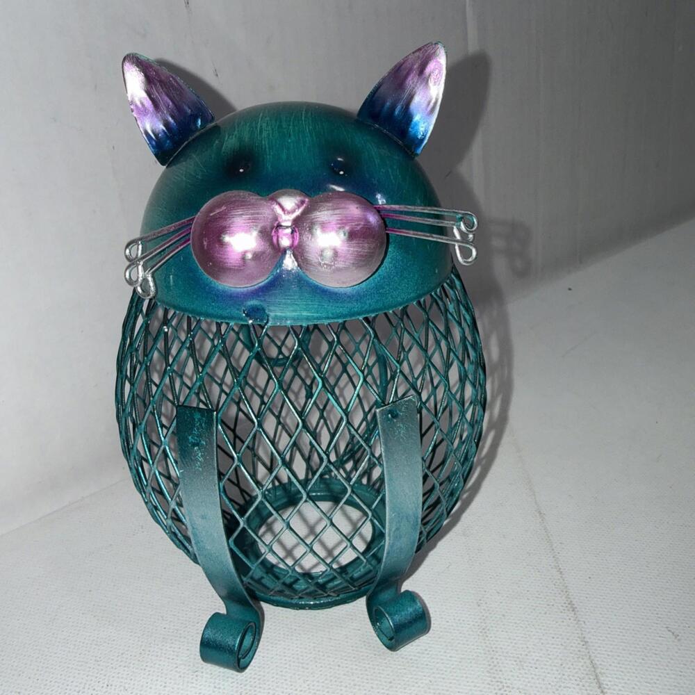 Cat Piggy Bank Metal Coin Money‎ Saving Box Home Decor Metallic Yard Art